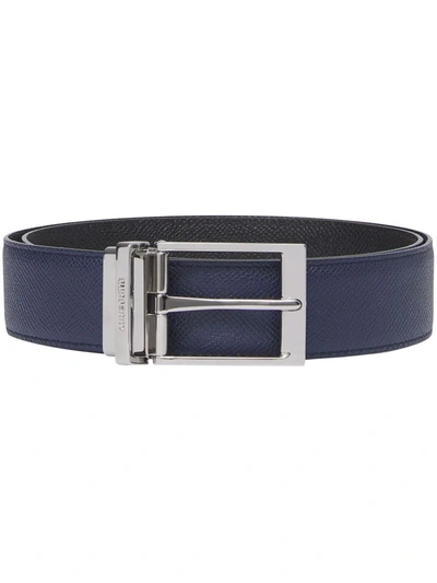 Burberry Reversible Grainy Leather Belt In Schwarz