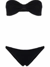 Hunza G Jean Crinkle-effect Bandeau Bikini In Schwarz