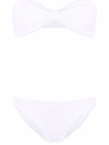 Hunza G Jean Crinkle-effect Bandeau Bikini In Weiss