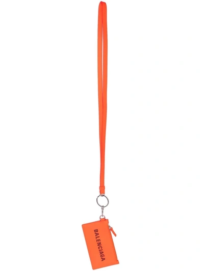 Balenciaga Logo-print Card Case In Orange