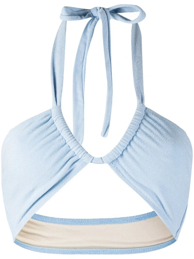 Faithfull The Brand Cabrera Bikini Top In Cornflower Blue Towelling In Multi