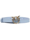 Pinko Love Bird-buckle Leather Belt In Light Blue