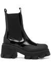 Ganni Patent-leather Platform Chelsea Boots In Schwarz