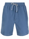 Brunello Cucinelli Logo-embroidered Drawstring Swim Shorts In Blau