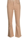 Frame Le Crop Mini Boot-cut Leather Pants In Nude