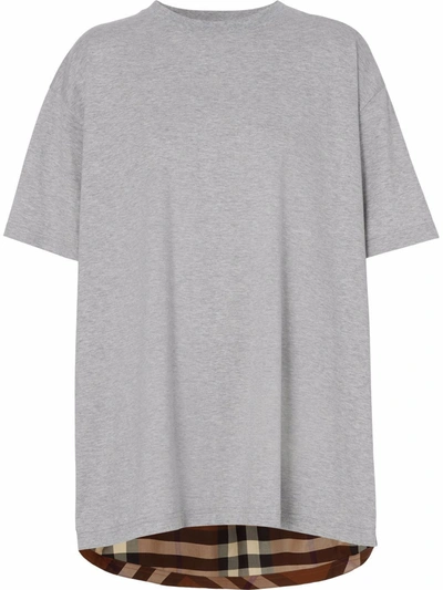 Burberry Check-panel T-shirt In Grau