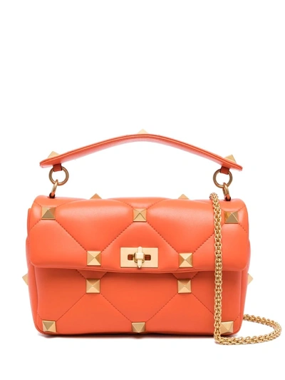 Valentino Garavani Roman Stud Tote Bag In Orange