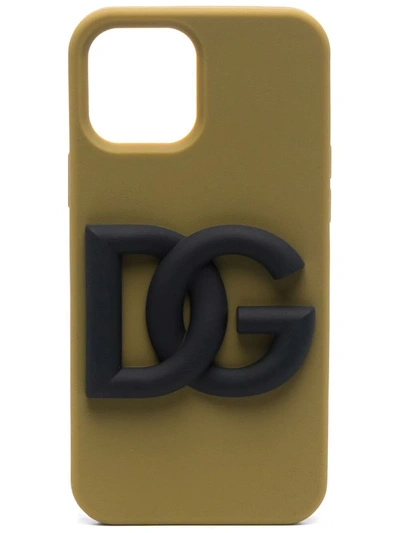 Dolce & Gabbana Logo-embossed Iphone 12 Pro Max Phone Case In Khaki