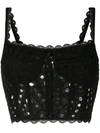 Charo Ruiz Tessa Broderie Anglaise Cotton-blend Top In Schwarz