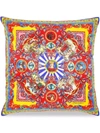 DOLCE & GABBANA MEDIUM CARRETTO-PRINT SQUARE SILK CUSHION