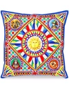 Dolce & Gabbana Small Carretto-print Square Canvas Cushion In Weiss