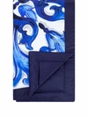 Dolce & Gabbana Mediterranean-print Silk Blanket In Blau