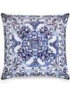 Dolce & Gabbana Medium Blu Mediterraneo-print Duchesse Cotton Cushion In Blue