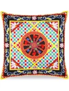 DOLCE & GABBANA SMALL CARRETTO-PRINT DUCHESSE COTTON CUSHION