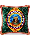 DOLCE & GABBANA SMALL CARRETTO-PRINT VELVET CUSHION