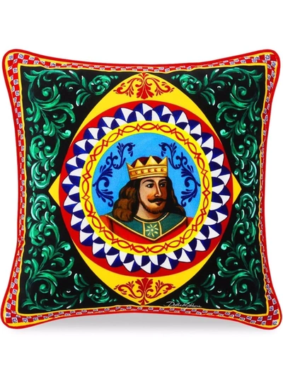 Dolce & Gabbana Carretto Print Cushion In Green