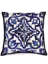 DOLCE & GABBANA SMALL BLU MEDITERRANEO-PRINT CANVAS CUSHION