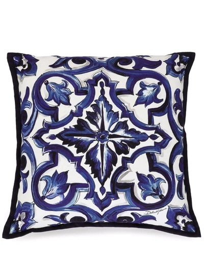 Dolce & Gabbana Mediterranean Print Cushion In White