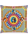 Dolce & Gabbana Small Carretto-print Square Cushion In Weiss