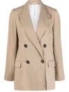 Brunello Cucinelli Double-breasted Linen Blazer In Braun