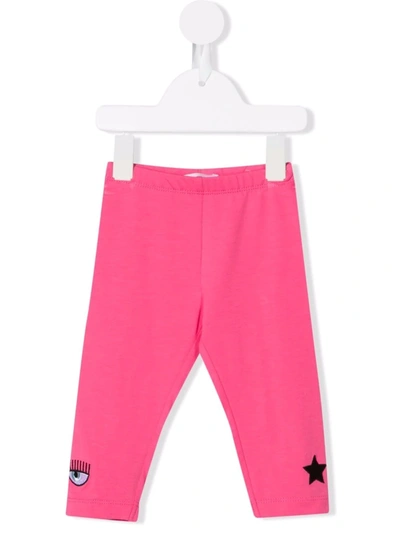 Chiara Ferragni Babies' Pink Cotton Stretch Blend Leggings In Fuchsia