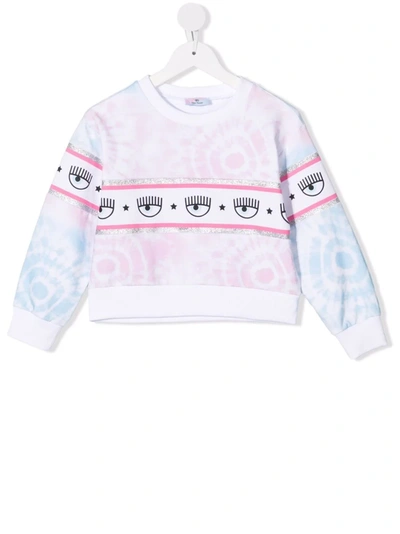 Chiara Ferragni Kids' Multicolor Sweatshirt For Girl With Iconic Eyes In Pink