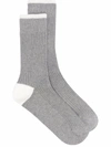 Brunello Cucinelli Ribbed Cotton Socks In Grey