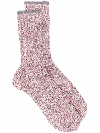 Brunello Cucinelli Two-tone Knitted Socks In Red