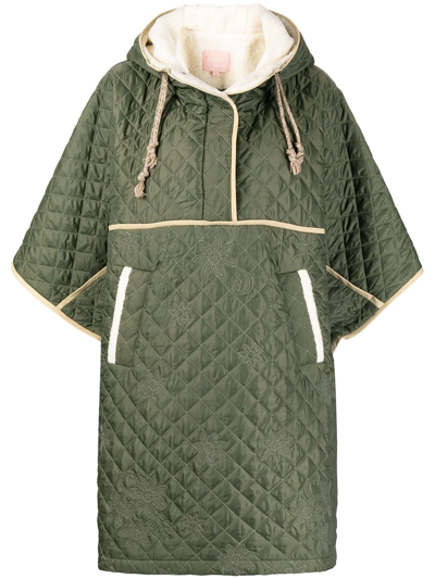 Bapy By *a Bathing Ape® Quilted Mid-length Cape In Green