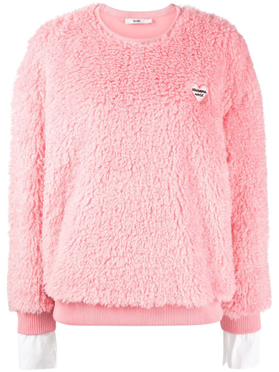 B+ab Embroidered-patch Fleece Sweatshirt In Pink