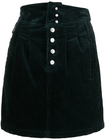 B+ab Buttoned Corduroy Mini Skirt In Green