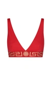 Versace Greek Bordered Bikini Top In Red