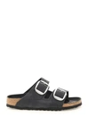 Birkenstock Arizona Big Buckle Leather Slides In Black (black)