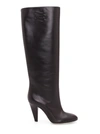 Fendi Karligraphy Logo-embossed Leather Knee Boots In Black
