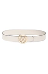 Valentino By Mario Valentino Giusy Leather Belt In Frozen Ice
