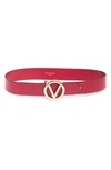 Valentino By Mario Valentino Giusy Leather Belt In Lipstick Red