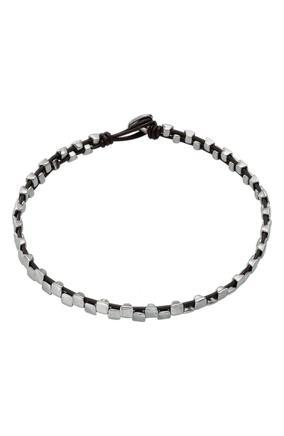 Unode50 Clavados Beaded Leather Necklace In Silver