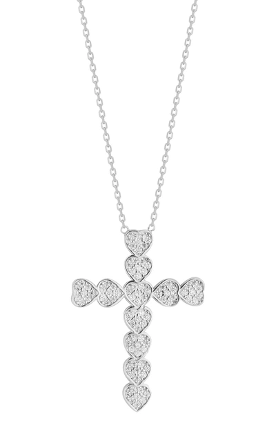 Glaze Jewelry 14k Yellow Gold Vermeil Pave Cz Cross Pendant Necklace In Silver