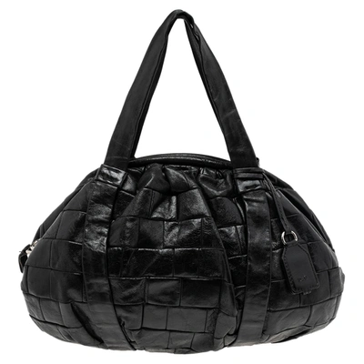 Pre-owned Dandg Black Woven Leather Miss Diana Hobo