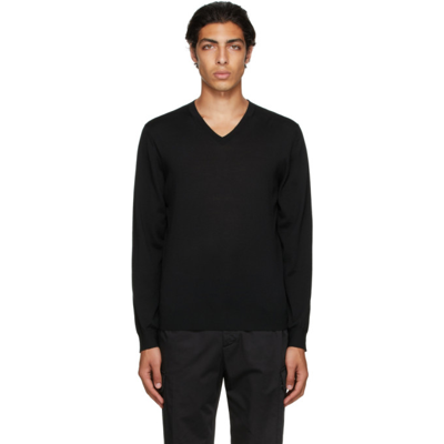 Z Zegna Black Wool V-neck Sweater In K09 Black