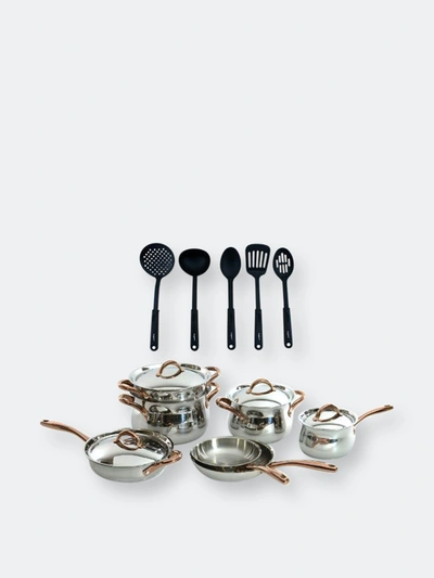 Berghoff Ouro 11pcs 18/10 Stainless Steel Cookware Set With Ss Lid And 5pc Nylon Kitchen Tool Set