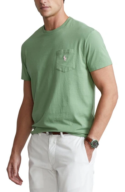 Polo Ralph Lauren Cotton & Linen Logo Embroidered Pocket Tee In Outback Green
