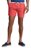 Polo Ralph Lauren Solid Traveler Swim Trunks In Starboard Red