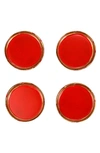 Vietri Florentine Wooden Accessories Red & Gold Coasters - Set Of 4 In Gold