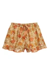 ZIMMERMANN KIDS' ANDIE FLORAL RUFFLE TRIM COTTON SHORTS