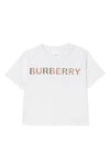 BURBERRY KIDS' EUGENE EMBROIDERED CHECK LOGO COTTON T-SHIRT