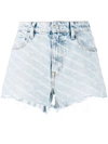 Alexander Wang Blue Printed Bite Logo Denim Shorts In Nude
