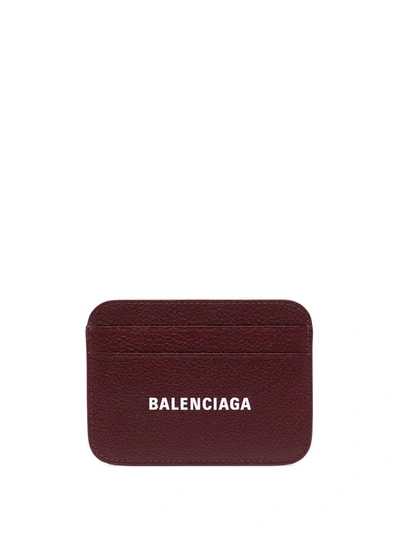 Balenciaga Women's Burgundy Leather Card Holder