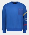 Paul & Shark Organic Cotton Sweatshirt Winter Fleece With Printed Logo In Cobalt Blue