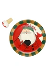 Vietri Old St. Nick Canapé Plate & Cork Stopper Set In Multi